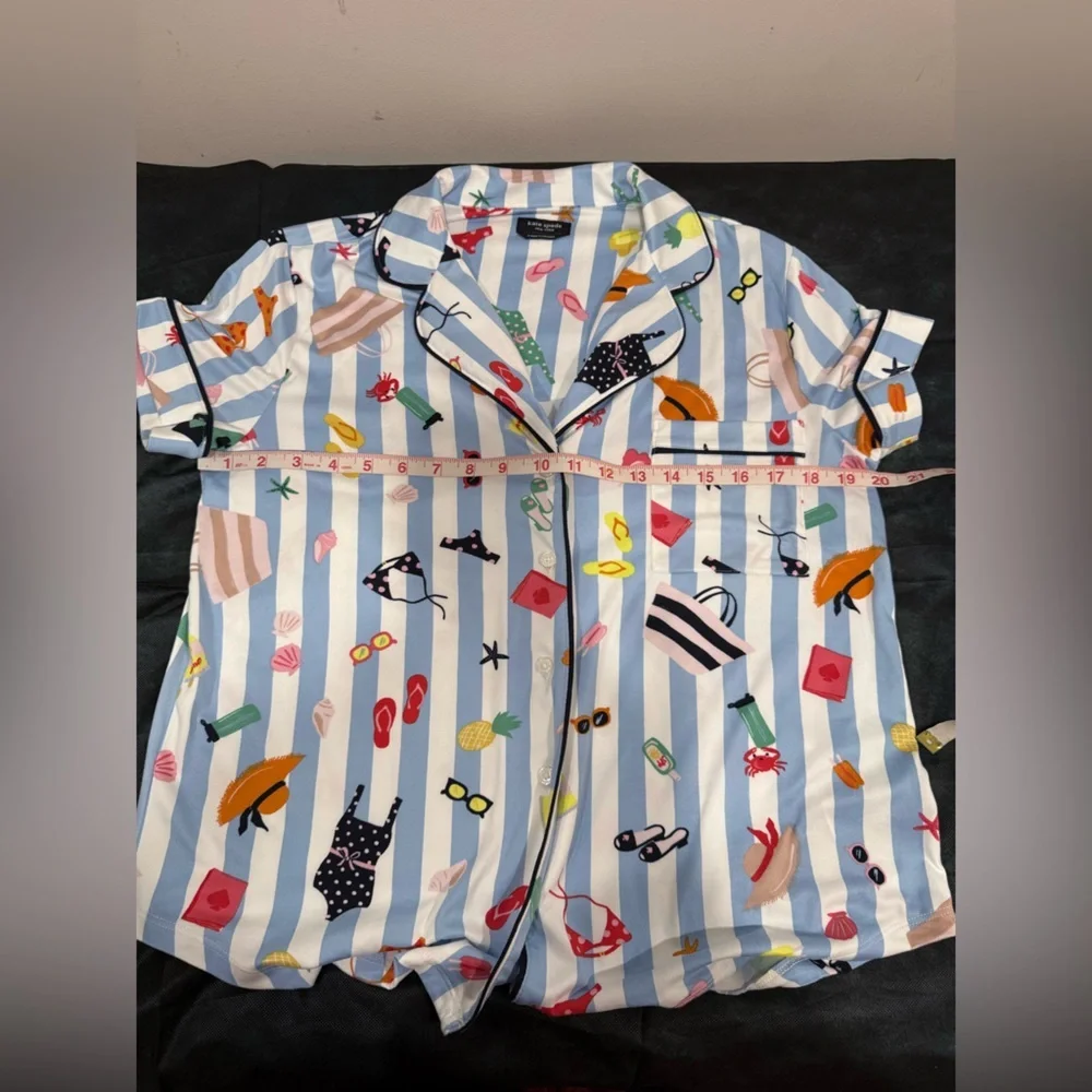 🔥Kate Spade Blue Striped Sleepwear Top Size S EC🔥